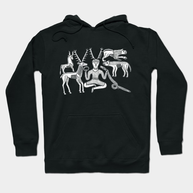 God Cernunnos and Animals from the Gundestrup Cauldron Hoodie by LaForma